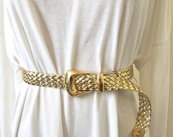 Vintage 80s Carolyn Tanner Designs Inc Braided Belt Gold  display picture 1
