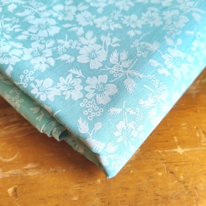 Vintage Calico Fabric Flowers on Minty Blue-Green 45 X 36 By The Yard