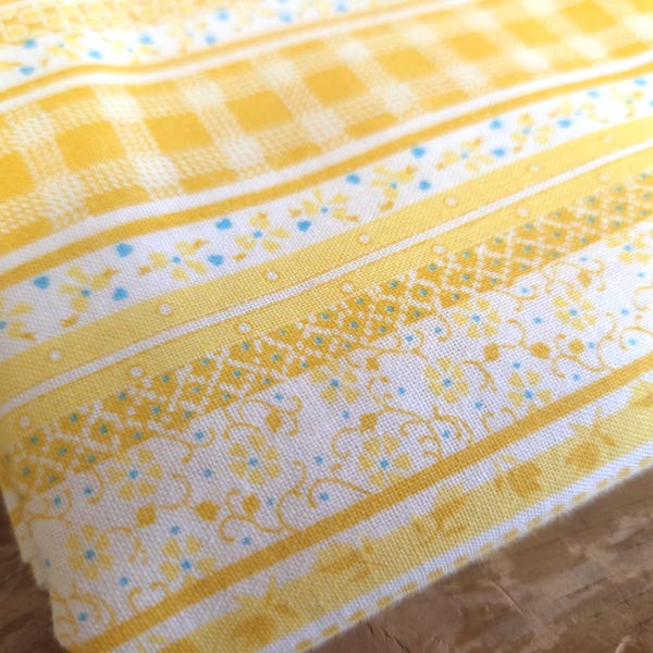 Vintage Calico Fabric Cotton Yellow Flowers 46 X 36 By The Yard