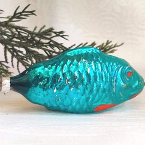Vintage Figural Christmas Ornament BLUE FISH Mercury Glass West Germany