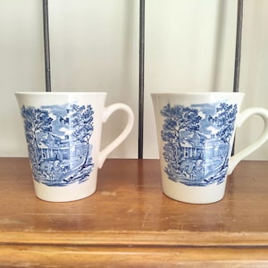 2 Vintage Staffordshire Liberty Blue Coffee Mug Set  England