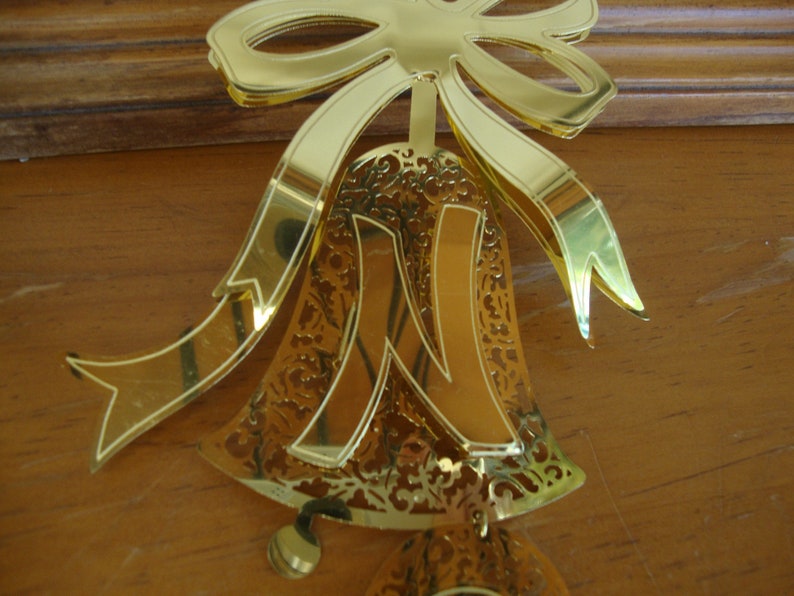 6 Vintage Brass Christmas Ornaments 2D Filigree NOEL BELLS Etsy