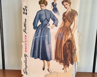 Simplicity 1631 Sewing Pattern One Piece Dress Vintage  1950's Size 15