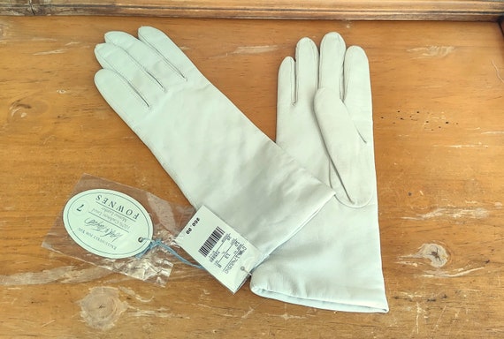 Vintage Leather Gloves WINTER WHITE Ivory Cashmer… - image 1