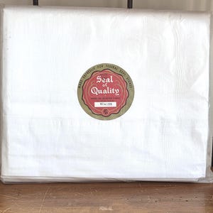 2 Vintage FULL Flat Sheets 1950s White Cotton Percale - New in Package