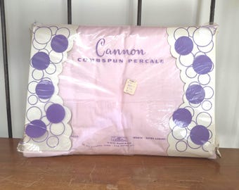2 Vintage FULL Flat Sheets Cannon Combspun Percale Light Lavender 1950s