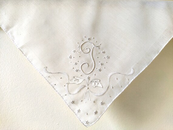 Monogram T Vintage Hankie Handkerchief Wedding Be… - image 4