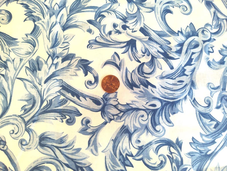 Vintage Chintz Stoff KEEPSAKE CALICO Blau und Weiß Von Fabric Traditions The Yard 1990 Bild 7
