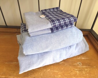 Vintage Ralph Lauren lakenset VOLLEDIGE Chambray blauwe Rockingham geruite lakenset