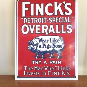 FINCK'S OVERALLS 90s リプロダクト ビンテージ サイン 看板 Finck's Overalls Sign - Etsy