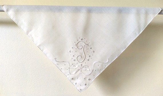 Monogram T Vintage Hankie Handkerchief Wedding Be… - image 1