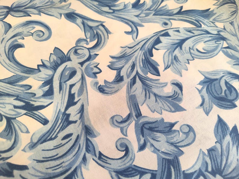 Vintage Chintz Stoff KEEPSAKE CALICO Blau und Weiß Von Fabric Traditions The Yard 1990 Bild 2