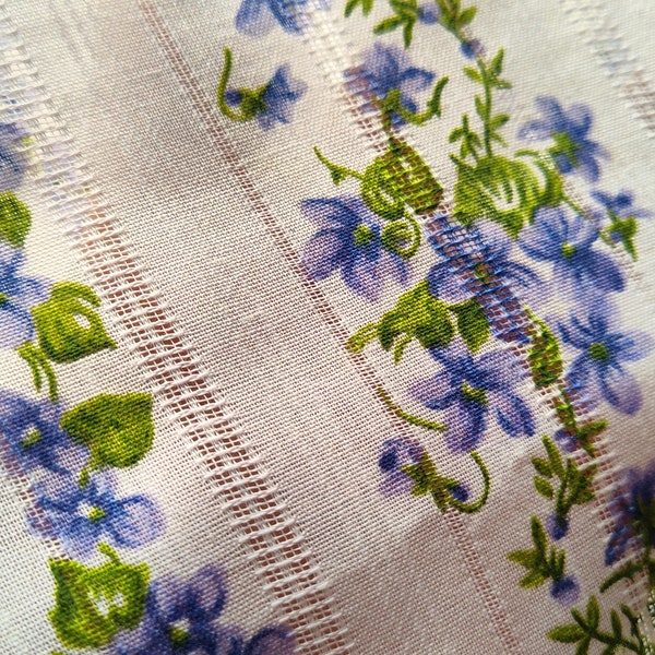 Vintage Fabric 1950's VIOLETS Cotton Print Fabric Semi Sheer Summer Cotton  45 x 44