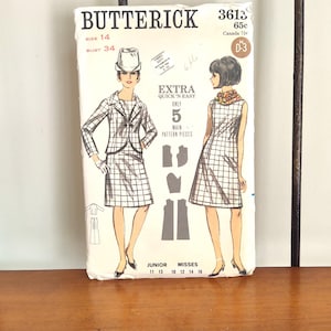 Butterick 3613 Sewing Pattern Misses Dress and Jacket Ensemble Vintage  1960&#39;s UNCUT Bust 34 Size 14