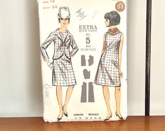 1960s Butterick 3613 Dress and Jacket Sewing Pattern, Bust 34, Size 14
