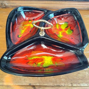 Vintage California Pottery 854 Serving Dish Divided Serving Dish Fun and Funky 1960's