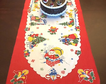 Vintage kersttafelloper jaren 1950 17 x 42