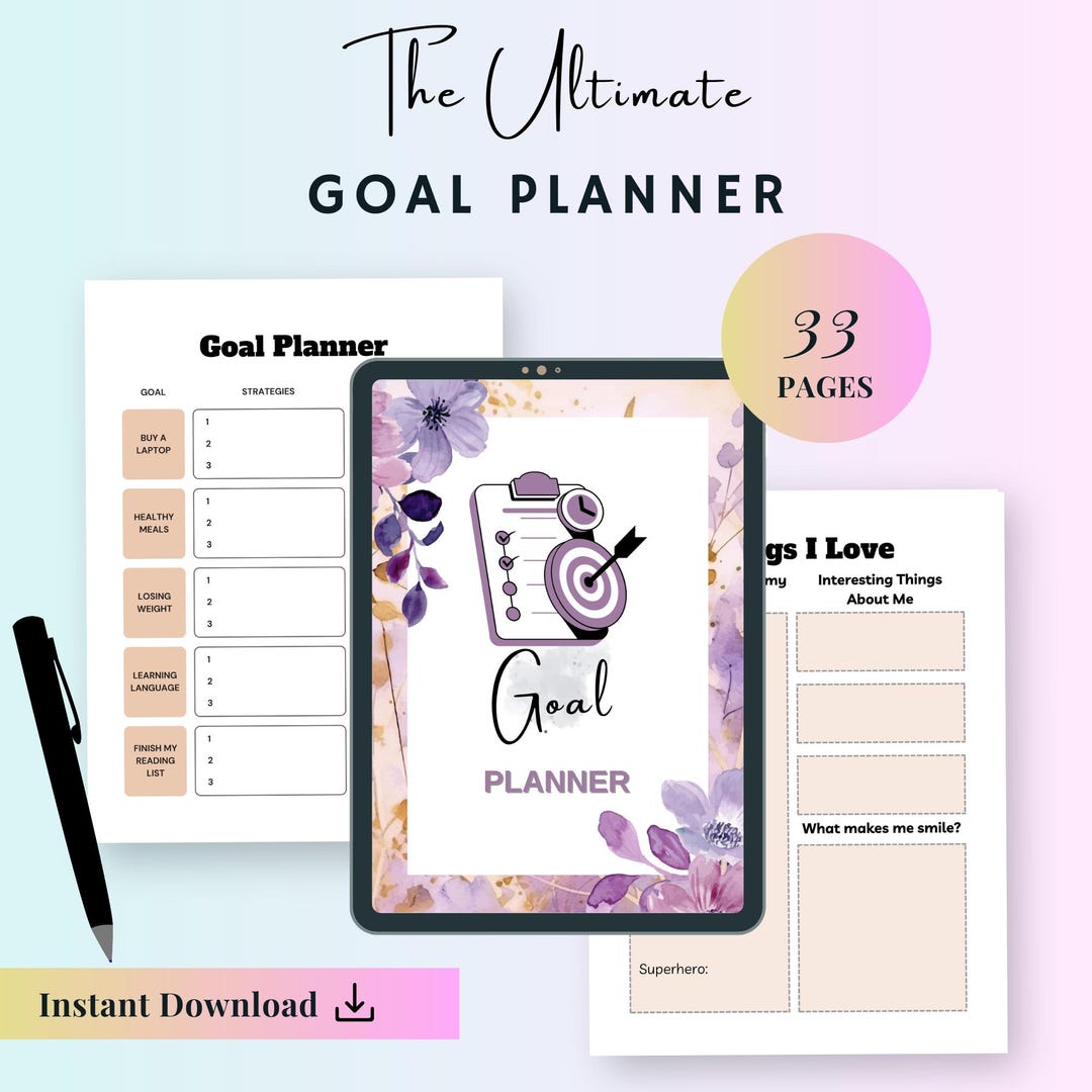 Goal Planner BUNDLE, Goals Tracker, SMART Goal Setting Kit, New Year ...
