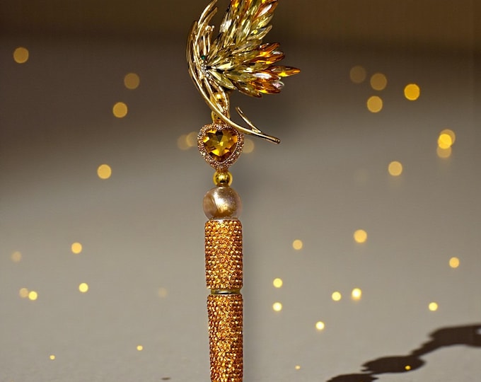 Abstract Bronze Butterfly Rhinestone Pen: Elegant Writing Instrument
