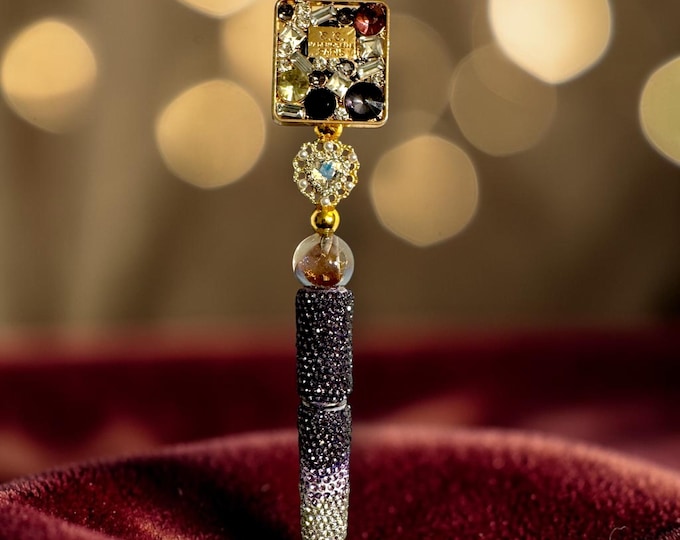 Luxury Rhinestone Crystal Pen – Designer-Inspired Glam Writing Pen – Gold & Black Bling Pen – Elegant Gift for Her, Boss Babe Desk Accessory