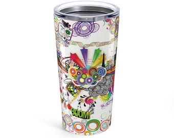 Vibrant Colorful Tumbler: 20oz Stainless Steel Travel Cup
