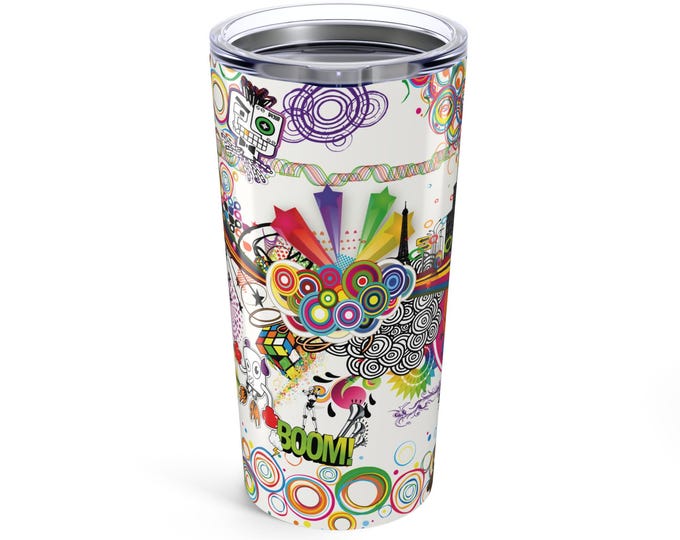 Vibrant Colorful Tumbler: 20oz Stainless Steel Travel Cup