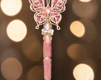 Crystal Pink Butterfly Rhinestone Pen: Jeweled Desk Accessory