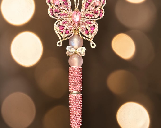 Crystal Pink Butterfly Rhinestone Pen: Jeweled Desk Accessory