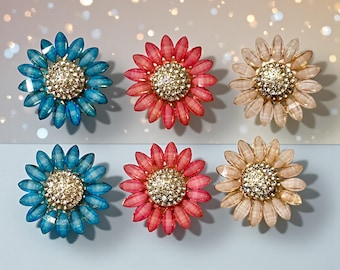 Multi-Colored Rhinestone Flower Beads: Vibrant Craft and Jewelry Embellishments