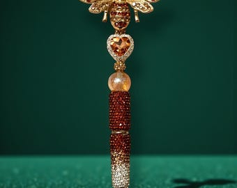 Chocolate abd Gold  Rhinestone Bee Pen: Custom Desk Accessory