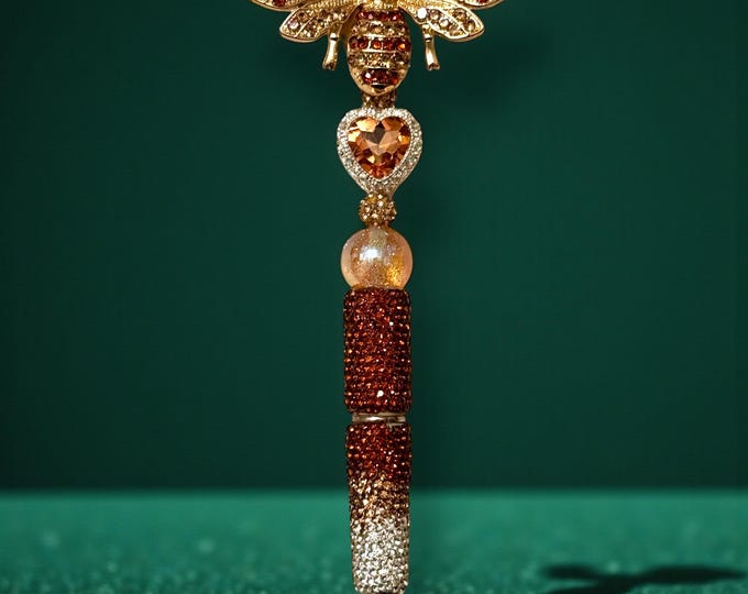Chocolate abd Gold  Rhinestone Bee Pen: Custom Desk Accessory