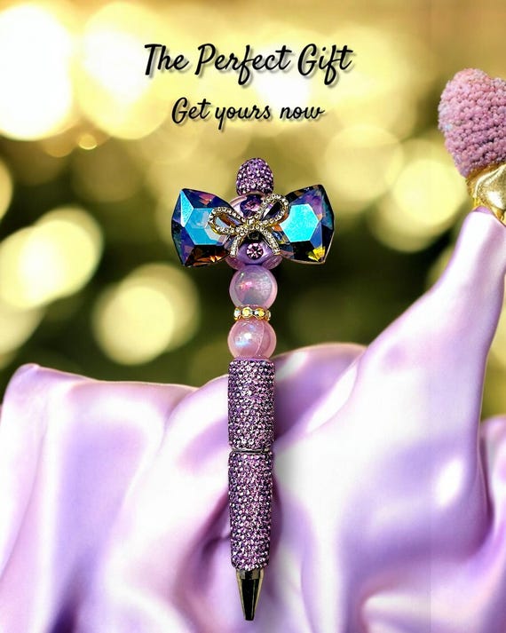 Jeweled Purple Bow Rhinestone Pen