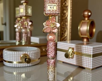 Pink Perfume Rhinestone Bling Pen: Jeweled Desk Accessory