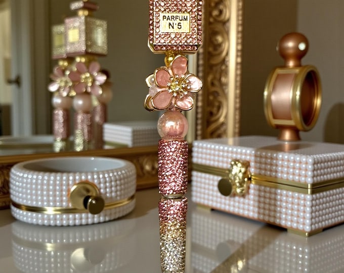 Pink Perfume Rhinestone Bling Pen: Jeweled Desk Accessory
