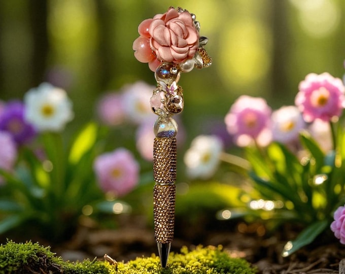 Rhinestone Flower Pen: Elegant Rose Fabric Decoration