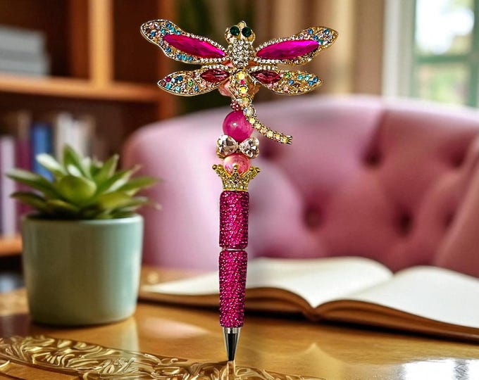 Brilliant Pink Dragonfly Rhinestone Pen