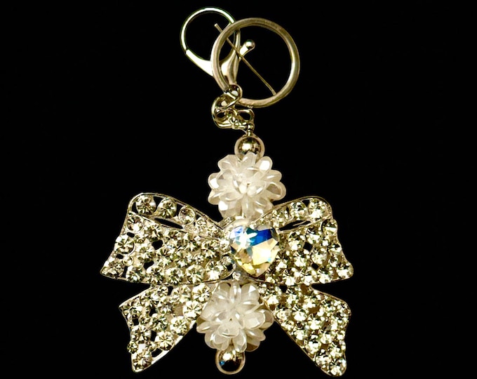 Dazzling Rhinestone Bow Keychain/Purse Charm