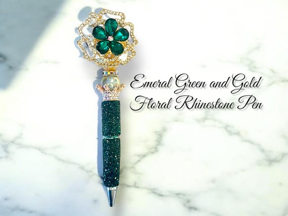 Floral Emerald Rhinestone Pen