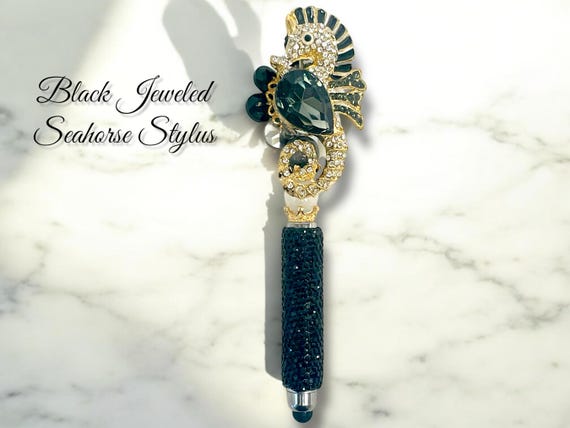 Black Jeweled Seahorse Rhinestone Stylus/Pen
