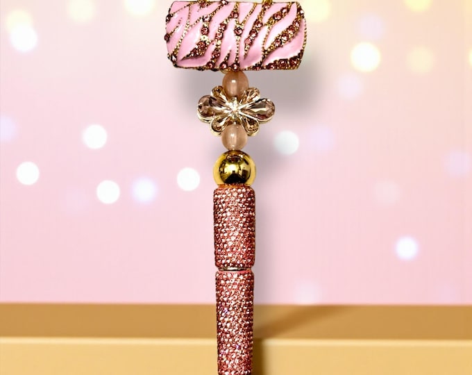 Pink Zebra Print Rhinestone Pen: Jeweled Desk Accessory