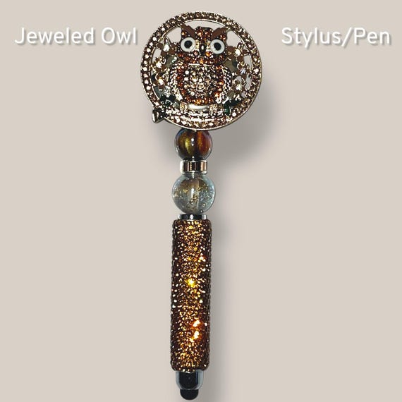 Bronze Rhinestone Owl Stylus/Pen