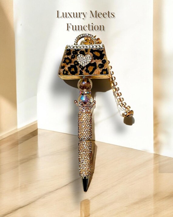 Leopard Print Handbag Rhinestone Pen