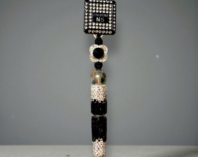 Black Perfume Rhinestone Bling Pen: Jeweled Desk Accessory