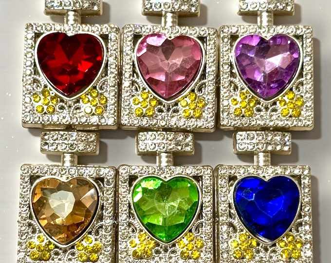 Perfume Bottle Metal and Rhinestone Heart DIY Beads: Vibrant Craft and Jewelry Embellishments