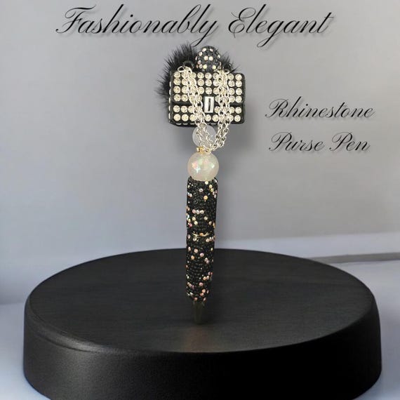 Black and Silver Rhinestone Purse Pen.