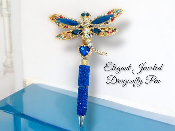 Rhinestone Blue Dragonfly Pen