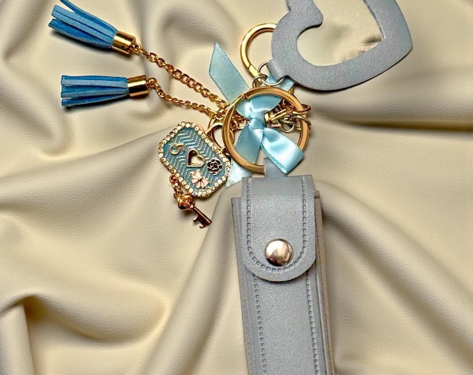 Three Piece Baby Blue Keychain/Purse Charm: Jeweled  Accessory