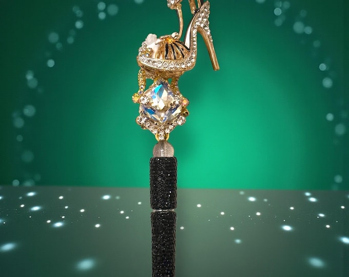 Black Stiletto Rhinestone Pen: Jeweled Desk Accessory