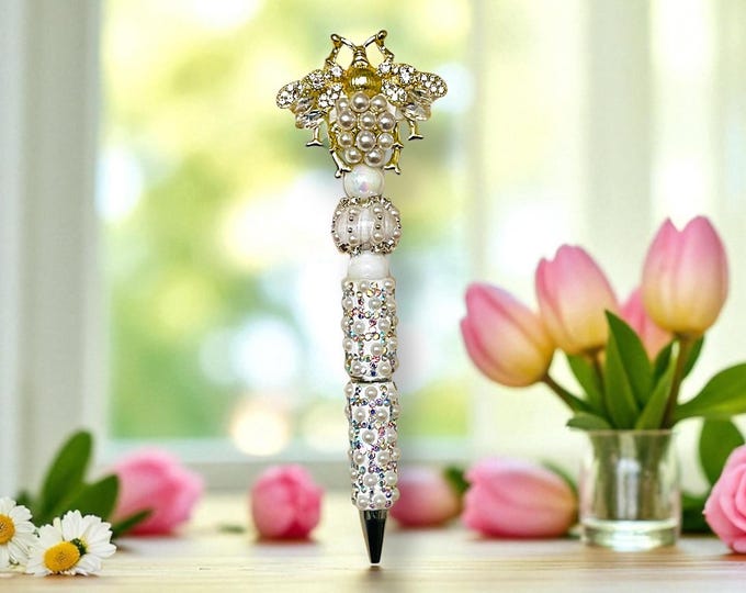 Pearl and Rhinestone Bee Pen