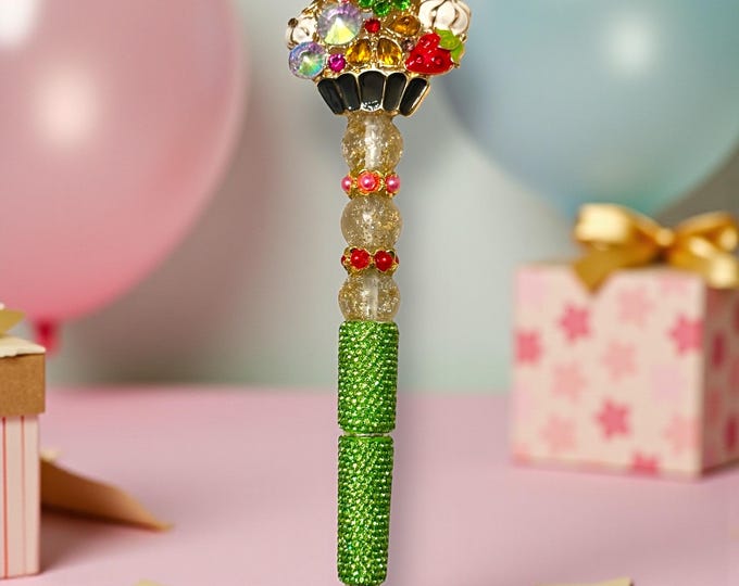 Colorful Jeweld Cupcake Rhinestone Pen: Jeweled Desk Accessory